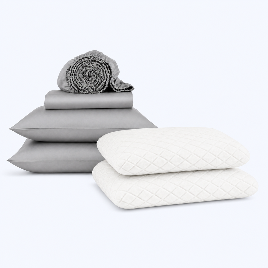 Sleep cooler and wake to clearer skin with silver-infused, antibacterial bedding. Self-cleaning pillows, sheets & towels.